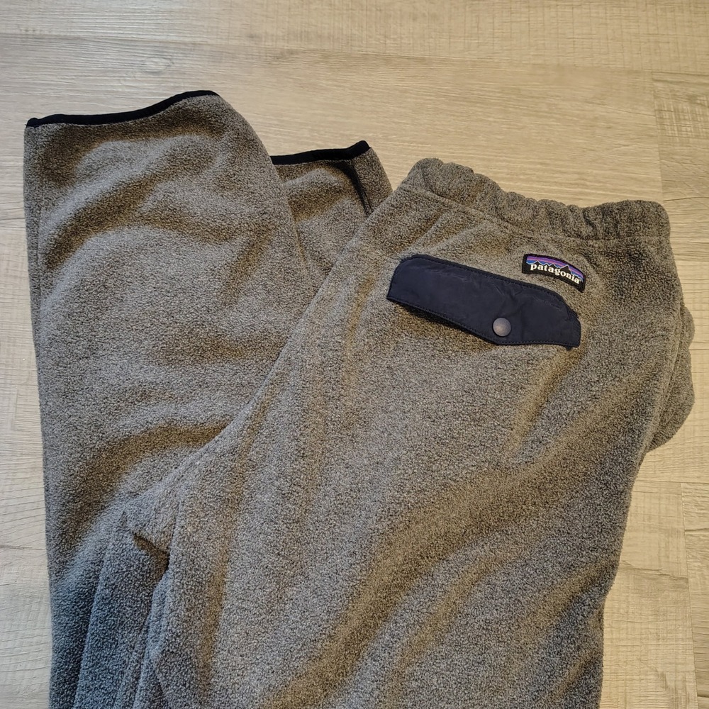 Patagonia Synchilla Fleece Pants Mens Large Gray Snap-T Pocket 56675 FA17